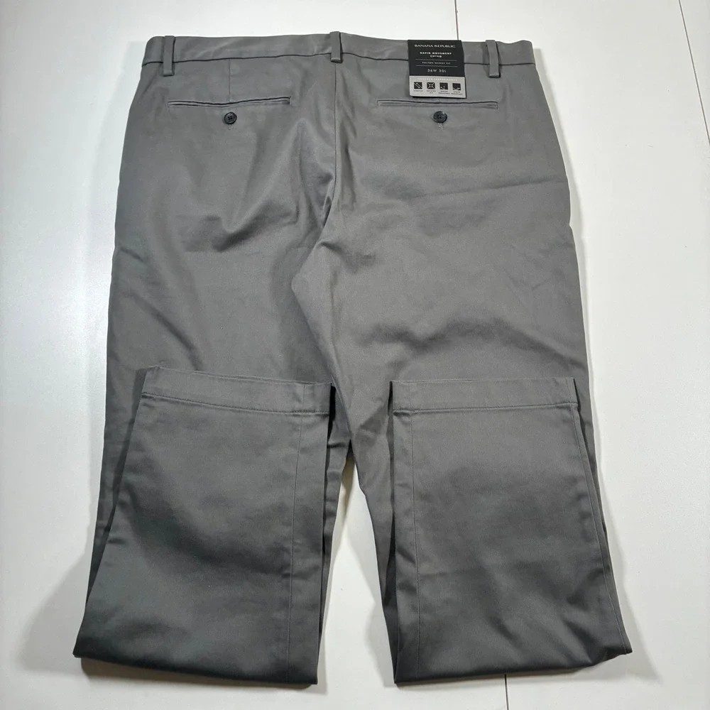 NEW Banana Republic Rapid Movement Chino Pants 36x30 Gray Fulton Skinny